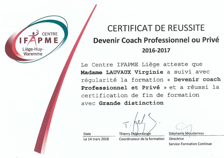 Certificat réussite Coaching